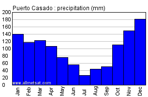 Puerto Casado Paraguay Annual Yearly Monthly Rainfall Graph